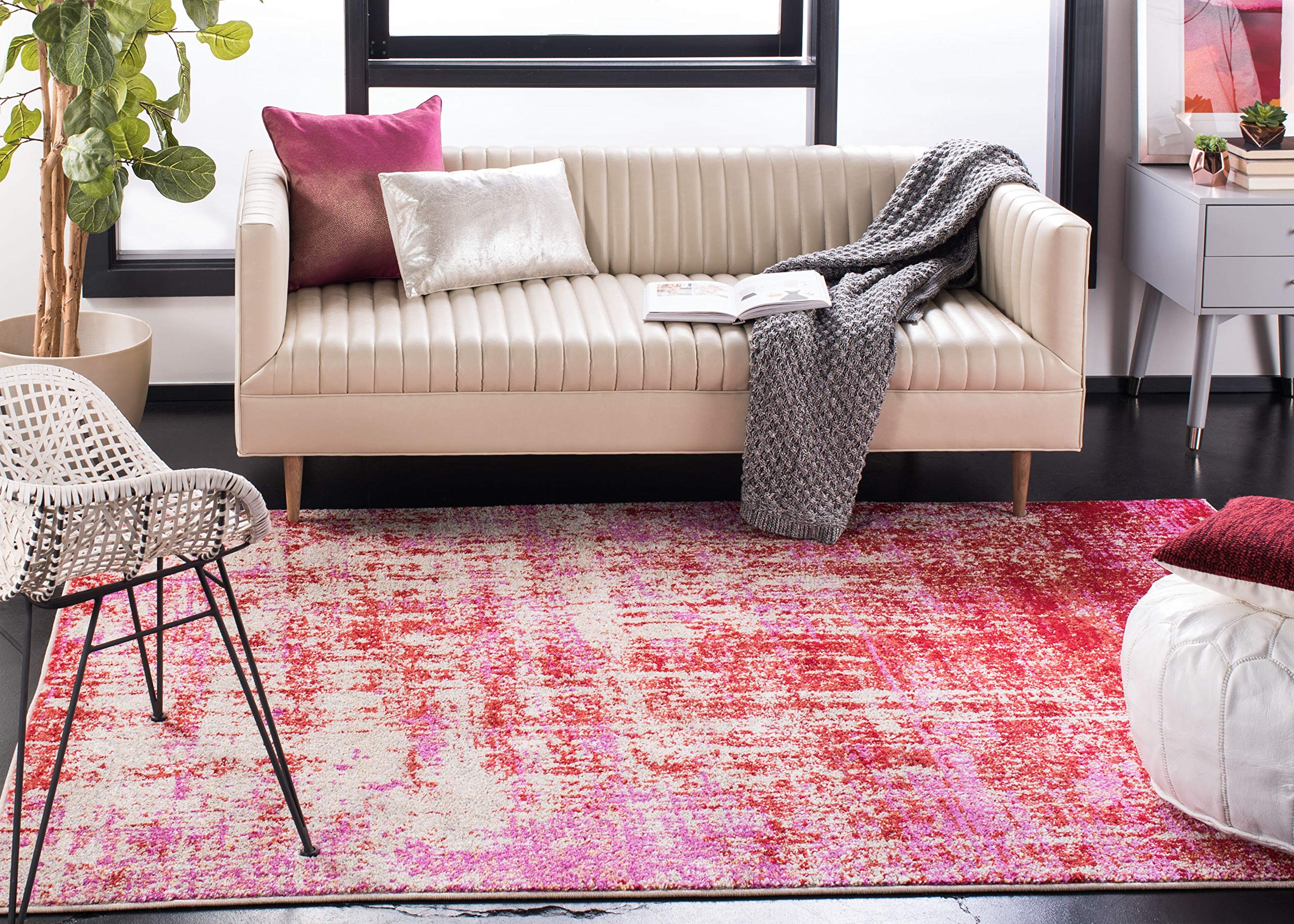 Safavieh Adirondack Collection Area Rug - 6' X 9', Red & Gold, Modern Abstract Design, Non-Shedding & Easy Care, Ideal For High